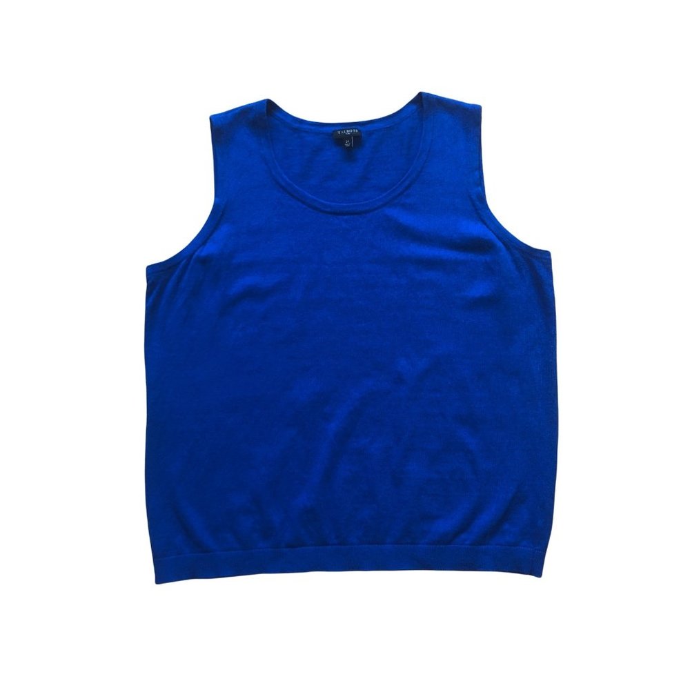 Talbots Plus Bright Blue Cotton Blend with Cashmere Women's Shell Top 2X